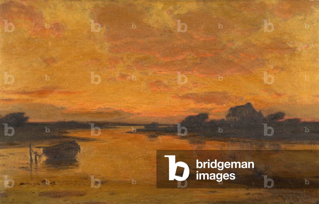 Bild von Gemälde "Towards Sunset (in der Nähe von Southampton Water) (Öl auf Leinwand)", 19. Jahrhundert von L