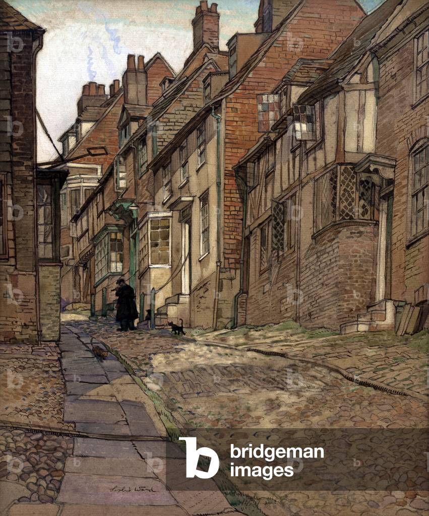 In Mermaid Street, Rye, 1958 (w/c on paper)