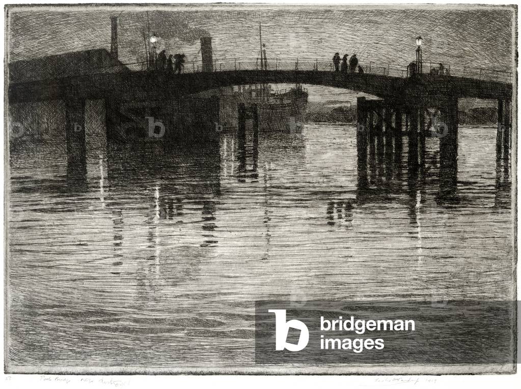 Poole Bridge (now destroyed), 1919 (etching)