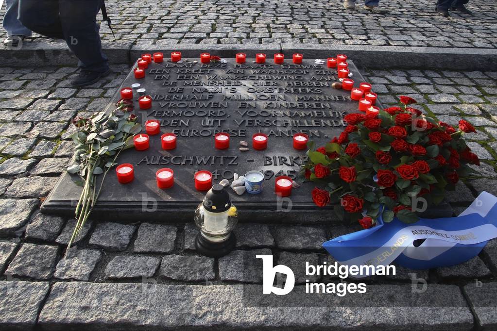 Image of Memorial plaque at AuschwitzBirkenau (photo)