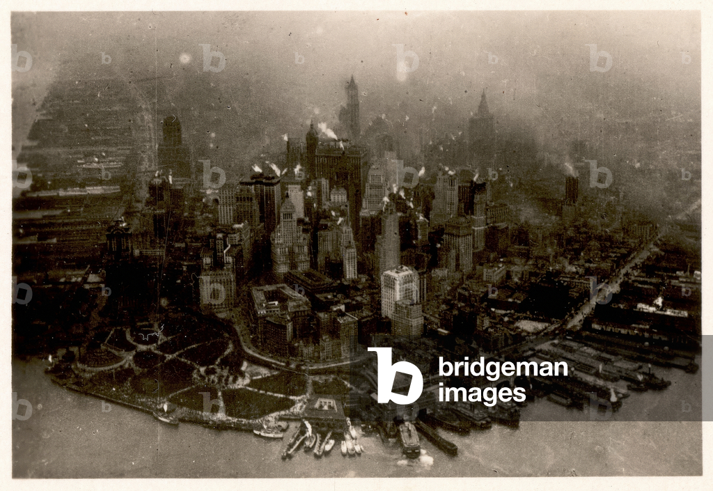 Foto aerea del centro di Manhattan, presa dalla LZ 127 Graf Zeppelin, New York 1928 (foto in b/n)