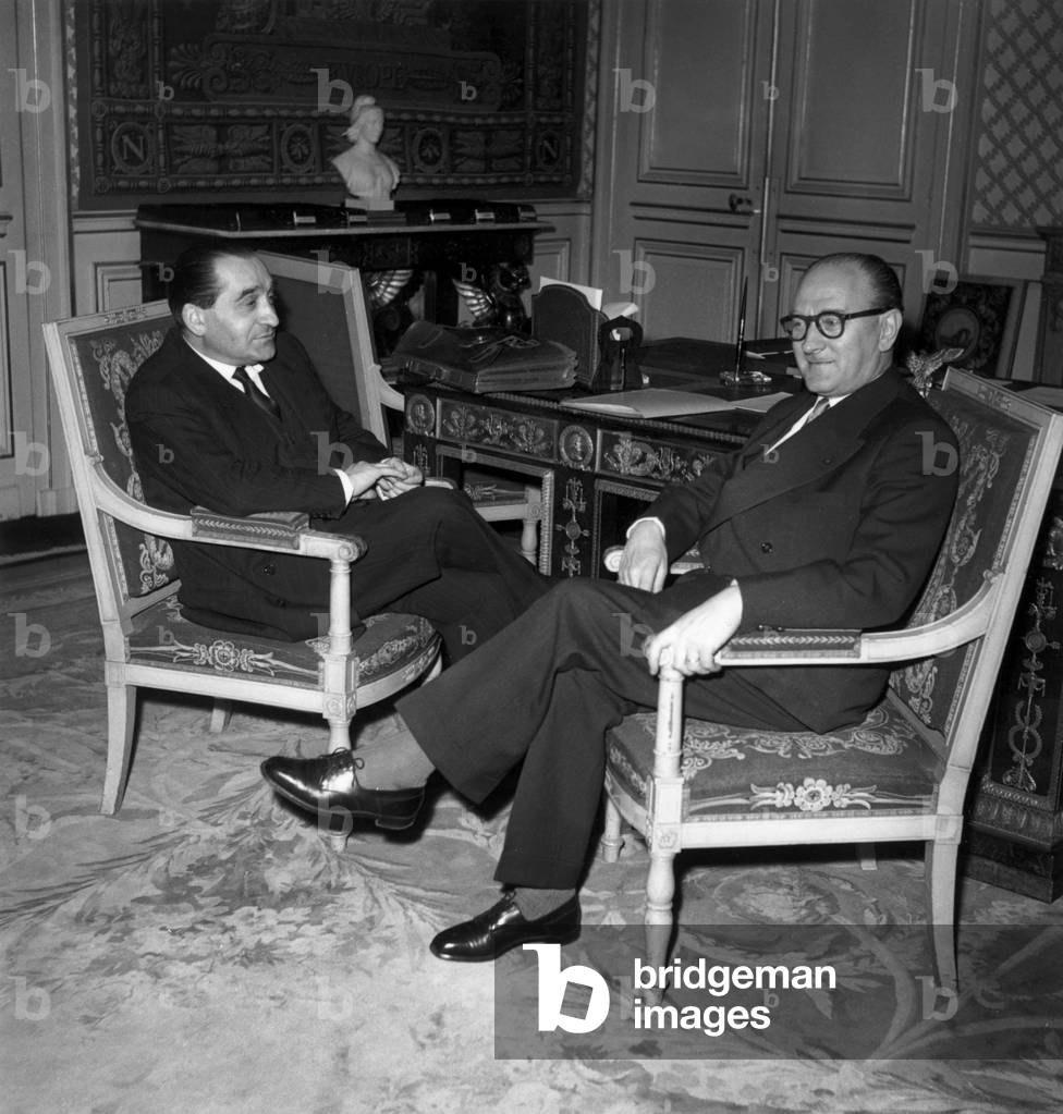 Meeting between Pierre Mendes-France and Guy Mollet on january 27, 1956