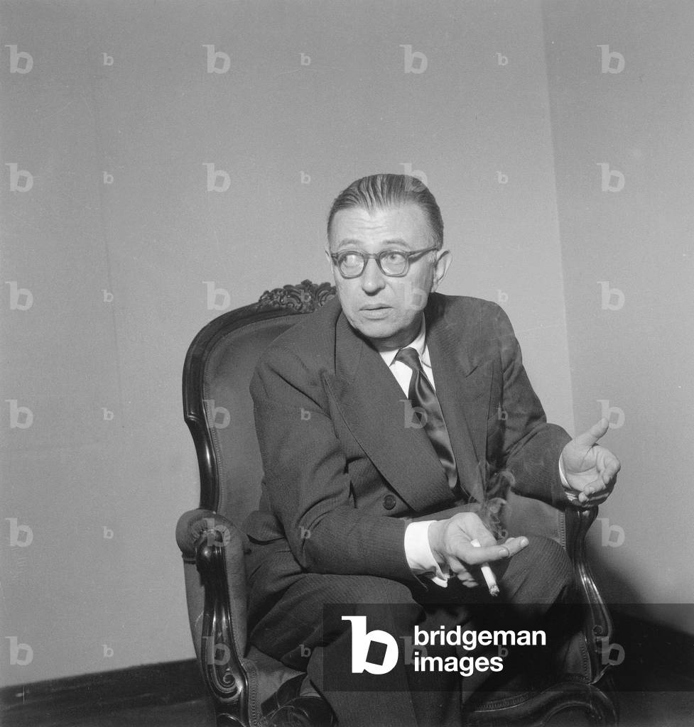 Jean-Paul Sartre (1905-1980) french writer and philosopher c. 1955