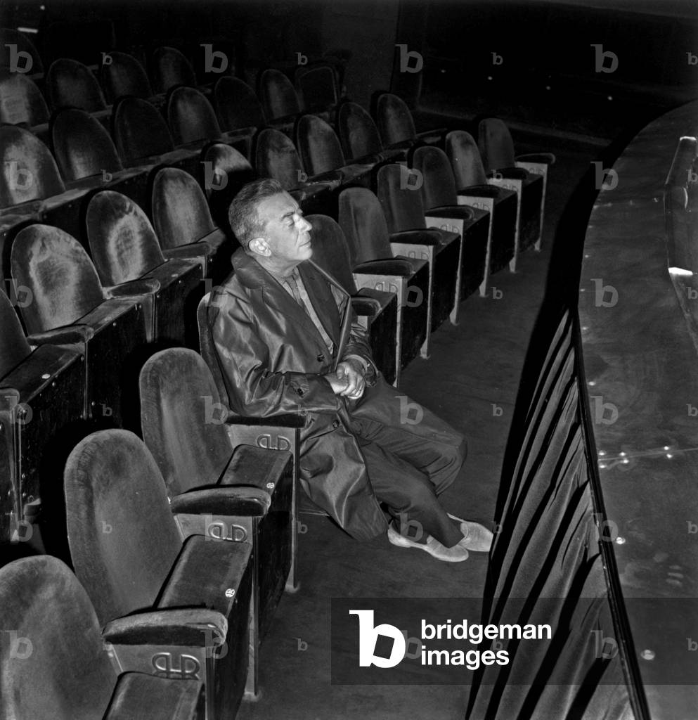 Marcel Ayme (1902-1967) french writer during rehearsal of his play 'Louisiane', Paris, 1961