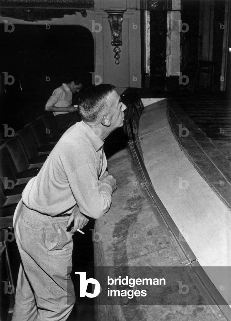 Marcel Ayme (1902-1967) french writer during rehearsal of his play 'Louisiane', Paris, 1961