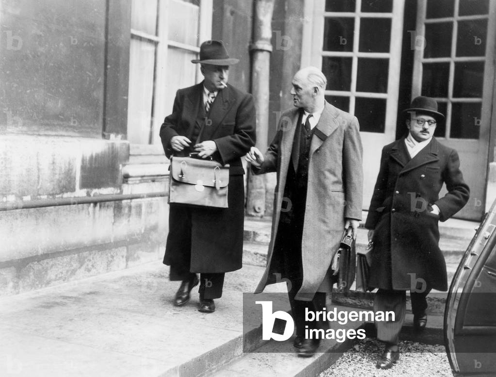 french ministers Le Tourneau, Charles Tillon (Armament) and Croiset c. 1946