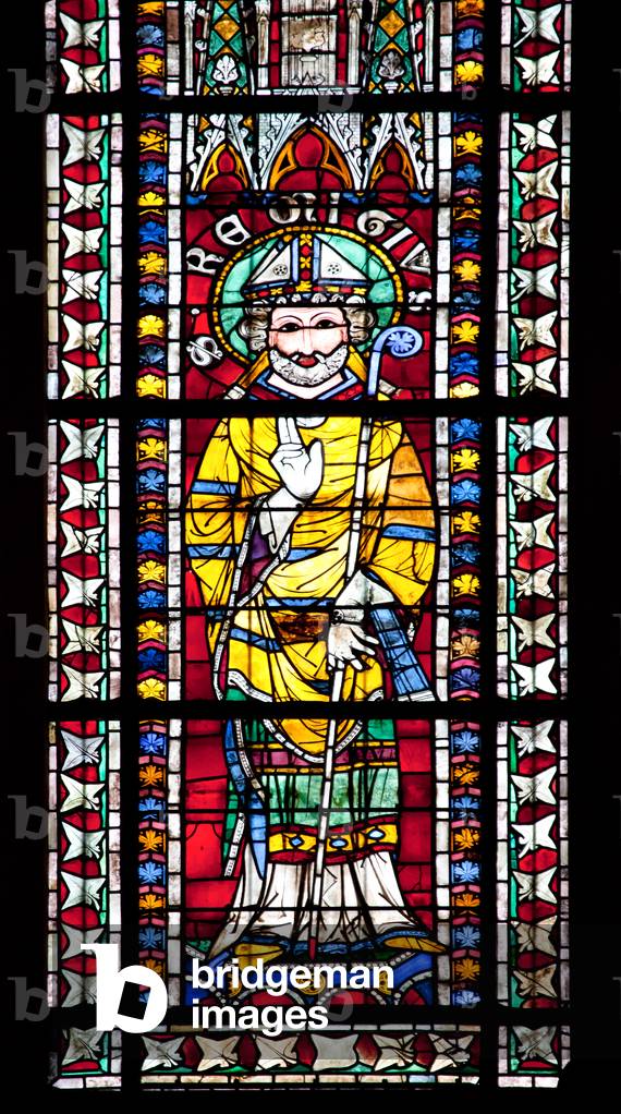 Stained glass window depicting Saint Remi (Remigius), Strasbourg Cathedral (photo)