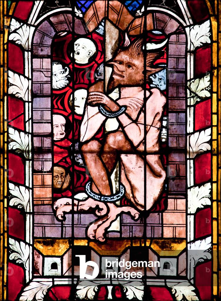 Stained glass window depicting Satan, Strasbourg Cathedral (photo)