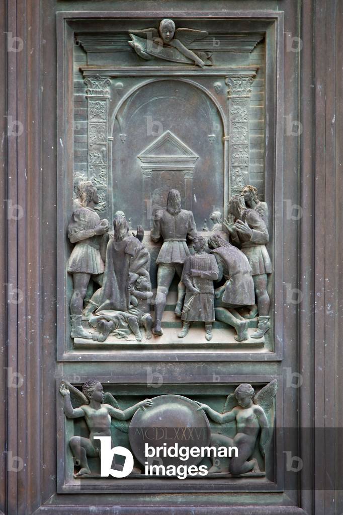 Bronze door relief, Siena Cathedral, Siena, Italy (photo)