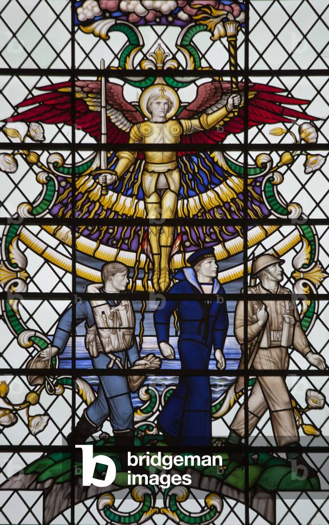 War memorial stained glass window, Salisbury Cathedral (photo)