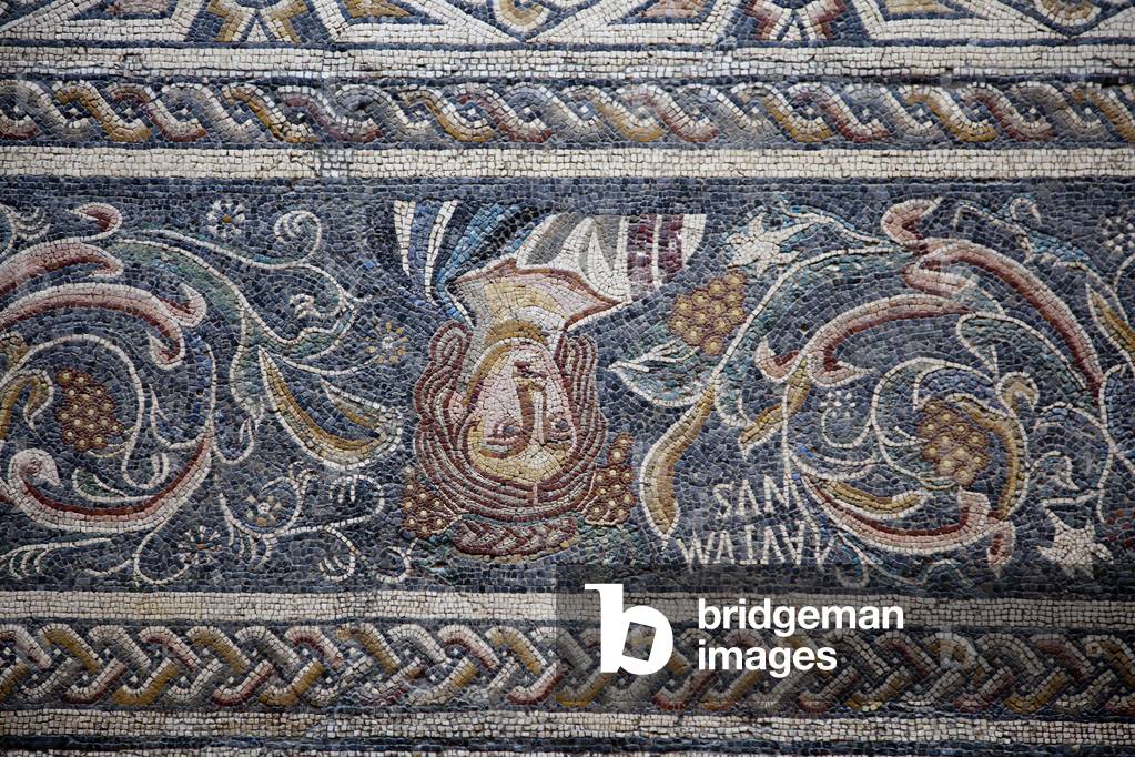 Autumn, detail of a mosaic showing hunting of boar (mosaic)