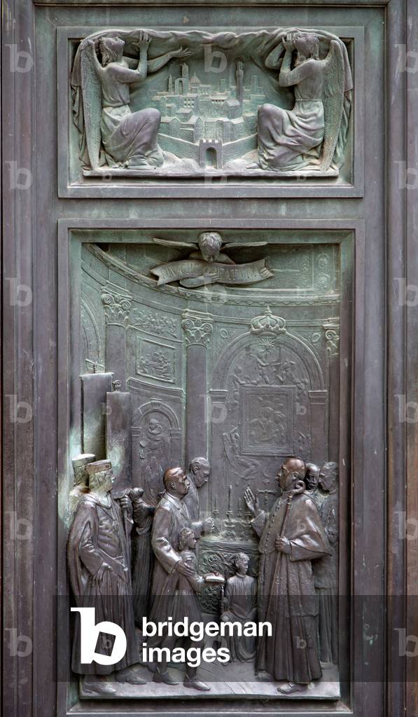 Bronze door relief, Siena Cathedral, Siena, Italy (photo)