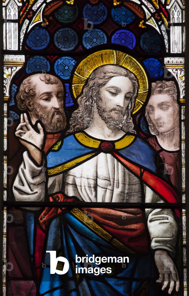 Scene from the New Testament with Jesus (stained glass)