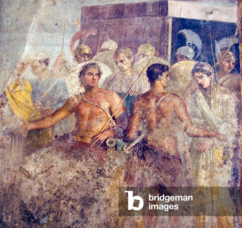 Patroclus separates Briseis from Achilles, from the House of the Tragic Poet, Pompeii (fresco)