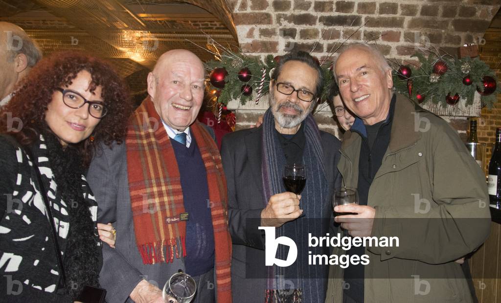 From Left: Isabel Hernandez, composer and conductor Leo Brouwer, and classical guitarists Julian Bream and John Williams at the Julian Bream Trust Concert St John's Smith Square, London, UK, 4 December 2014 (photo)