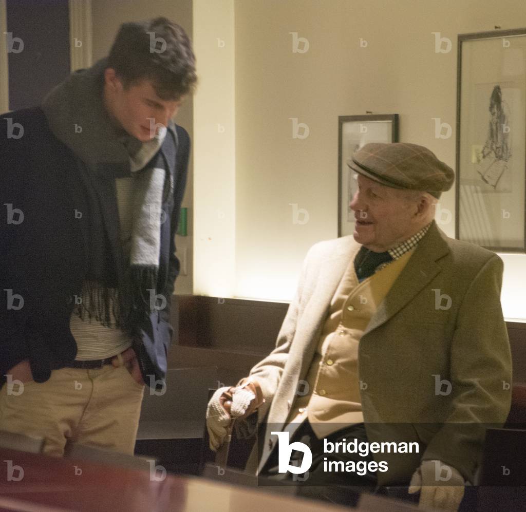Classical guitarist Julian Bream with the young cricketer and guitarist Richard Mills, at the Julian Bream Trust Concert at Wigmore Hall, London, UK, 21 November 2015 (photo)