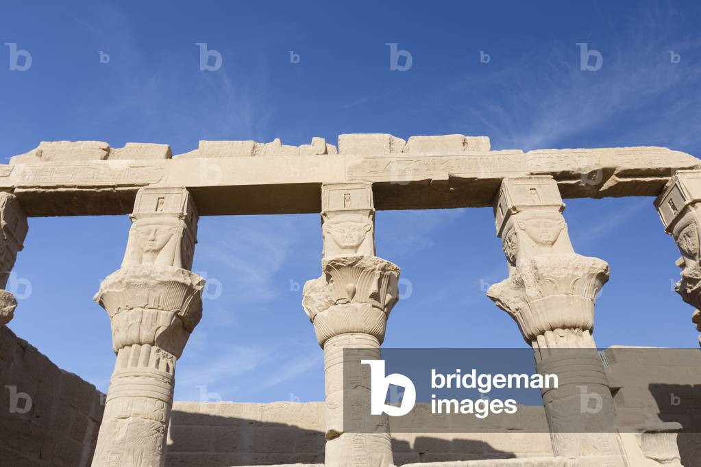 Hathor heads on the capitals of the Nectanebo pavillon