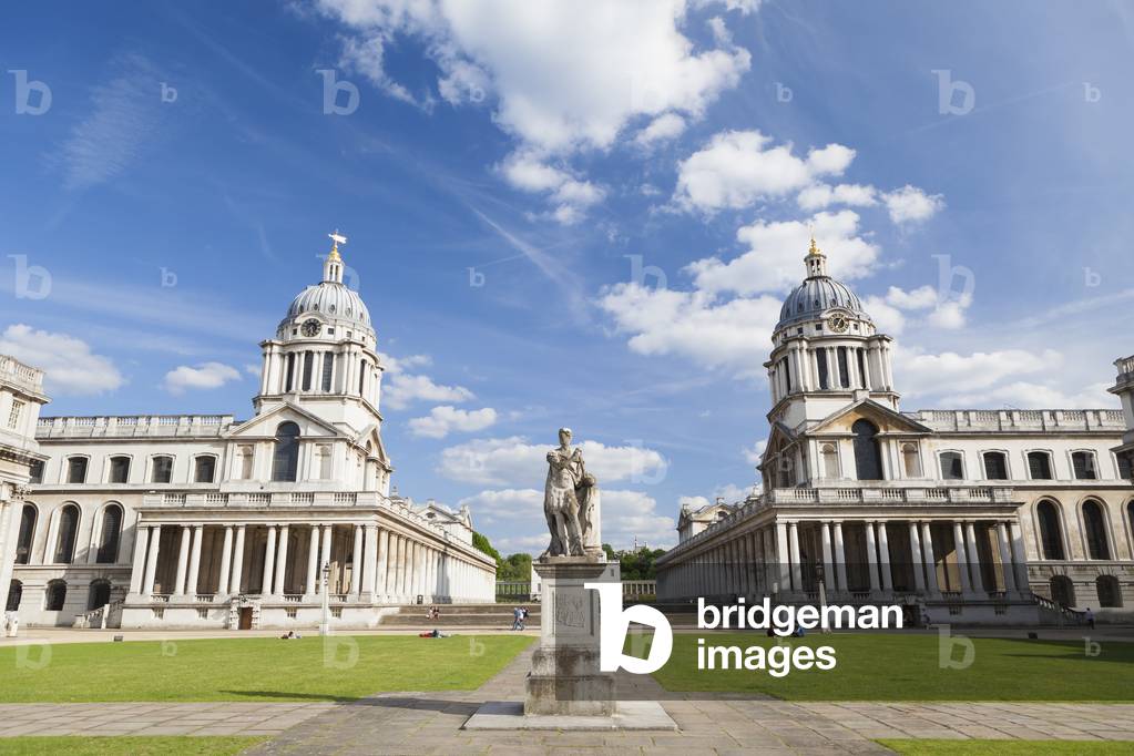 Statue of King George II as a roman emperor, 1735, John Michael Rysbrack, 1694- 1770, in the grounds of the old royal naval college, Greenwich, London, England