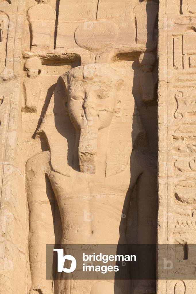 Colossal statue at Hathor temple of queen Nefertari, Abu Simbel