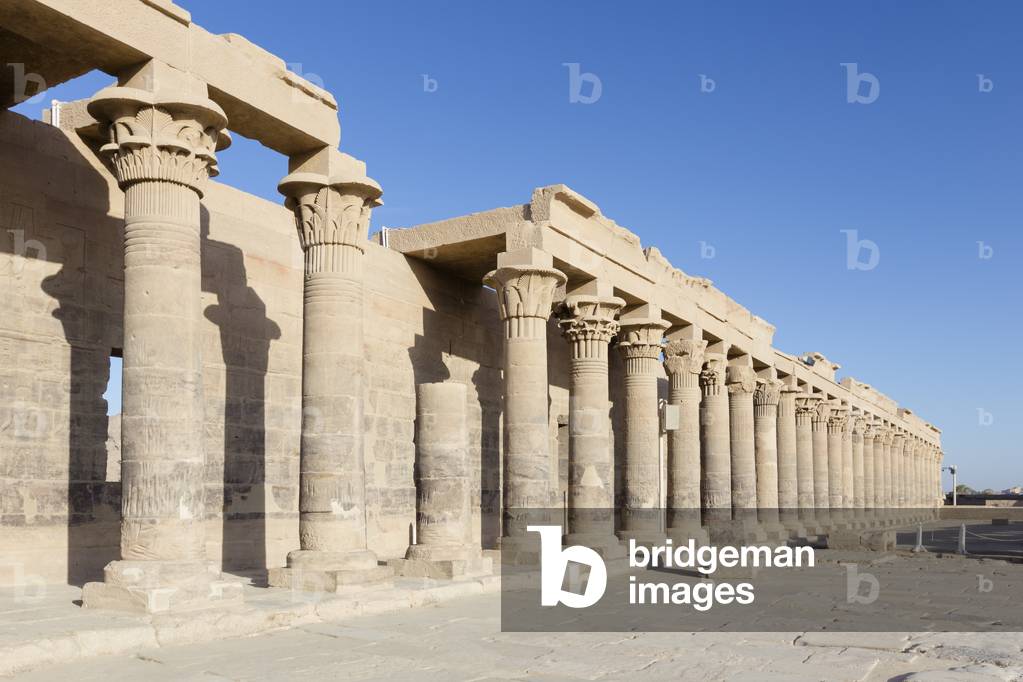 Colonnade of forecourt, Philae temple, Aswan, Egypt