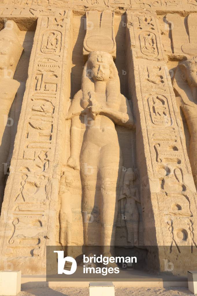 Colossal statue at Hathor temple of queen Nefertari, Abu Simbel,