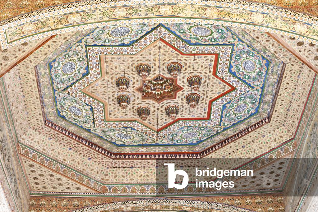 One of the ceilings in the Bahia palace in Marrakech, Morocco