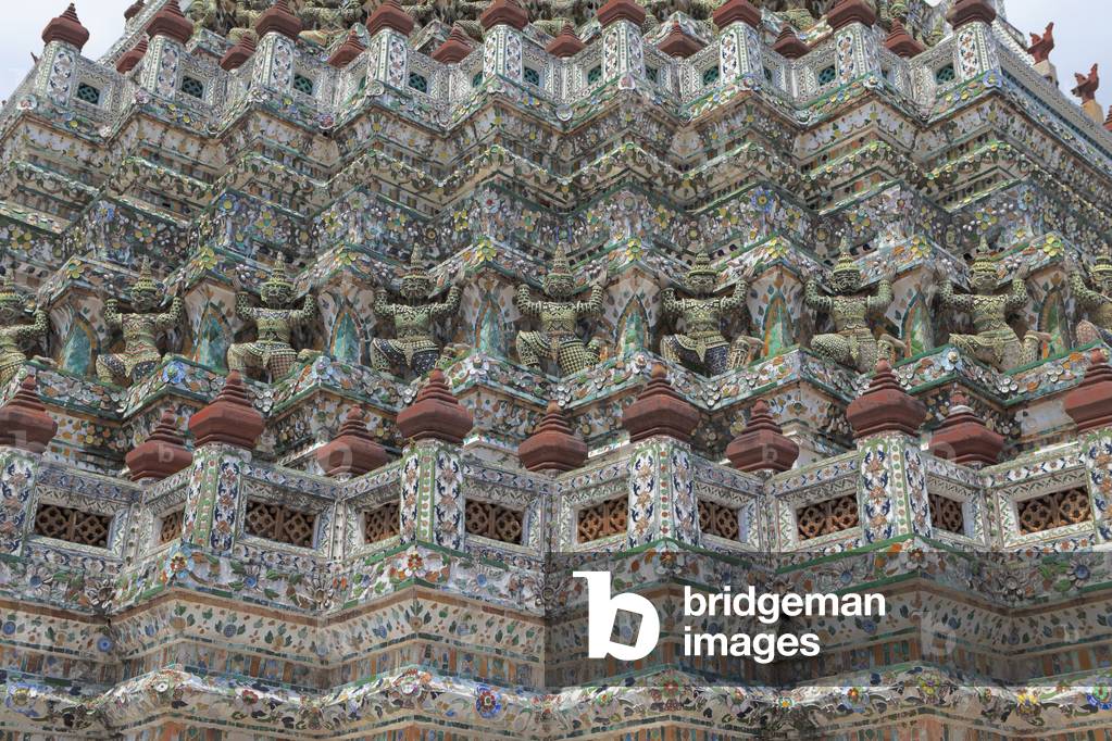 Detail of the stupa at Wat Arun, Temple of the Dawn, Bangkok, Thailand