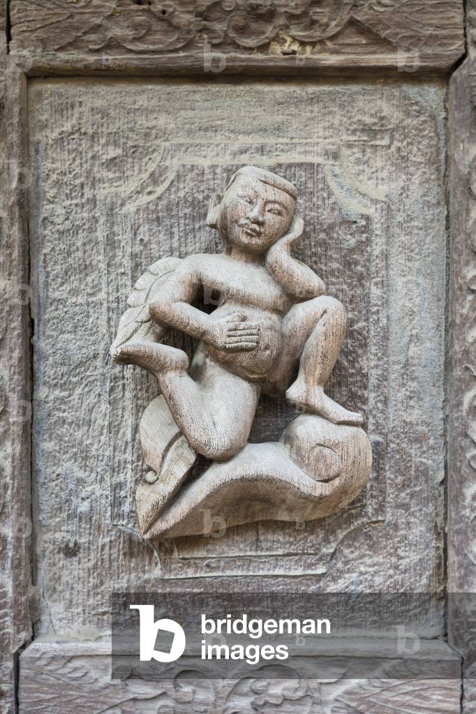 Detail of woodcarvings at Shwenandaw Kyaung monastery, Mandalay, Myanmar (photo)