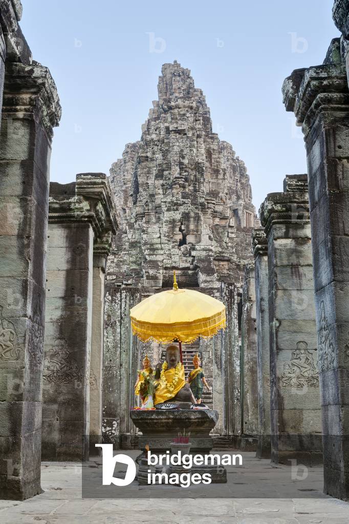 Buddha statue on the western side of the Bayon Temple, Angkor Thom, Angkor, Siem Reap,  Cambodia (photo)