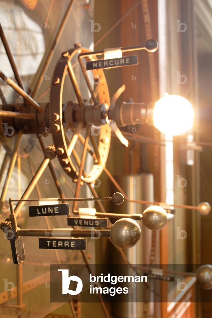 Details of the planetary, Horloge astronomique de Reims, built in pieces of Meccano by the pharmacist Jean Legros (1903-1978), Reims, Champagne-Ardenne, Grand Est, France, 2019 (photo)
