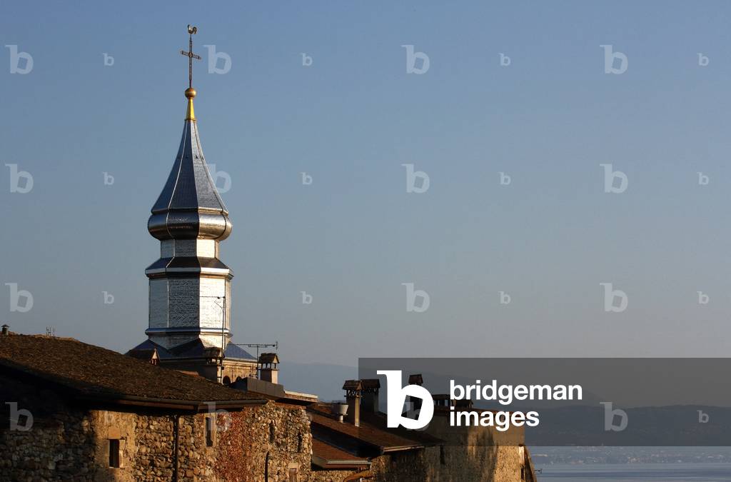 Stainless steel bell tower, Church of Saint Pancrace, Auvergne-Rhône-Alpes region, France, 2019 (photo)