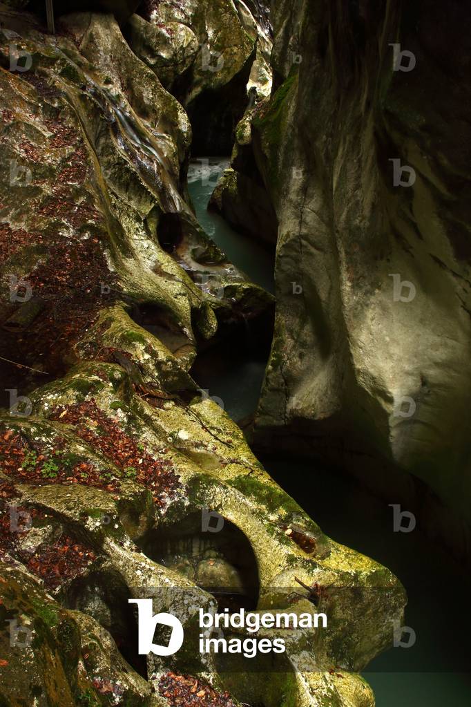 Giant gorges and pots formed by the Dranse in the mountains Chablais, Alpes, Haute-Savoie, France, 2019 (photo)