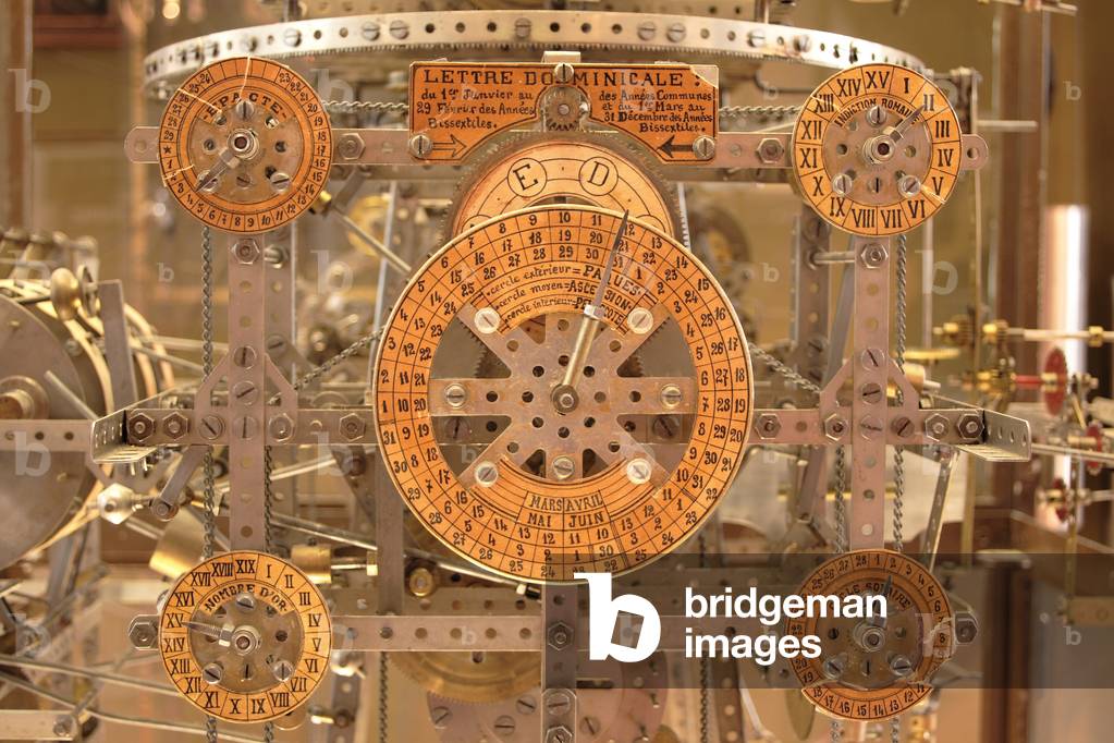 The ecclesiastical computation, Astronomical Clock of Reims, built in pieces of Meccano by the pharmacist Jean Legros (1903-1978), Reims, Champagne-Ardenne, Grand Est, France, 2019 (photo)