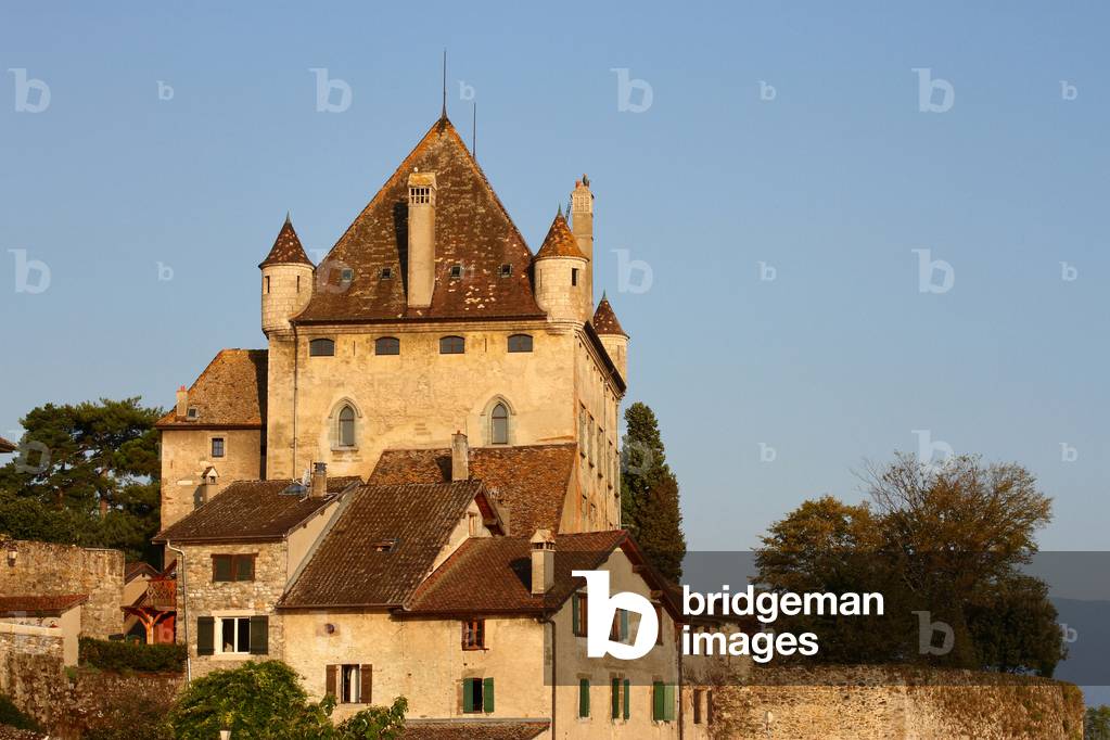 The castle on Lake Leman, Yvoire, Haute-Savoire, Auvergne-Rhone-Alpes Region, France, 2019 (photo)