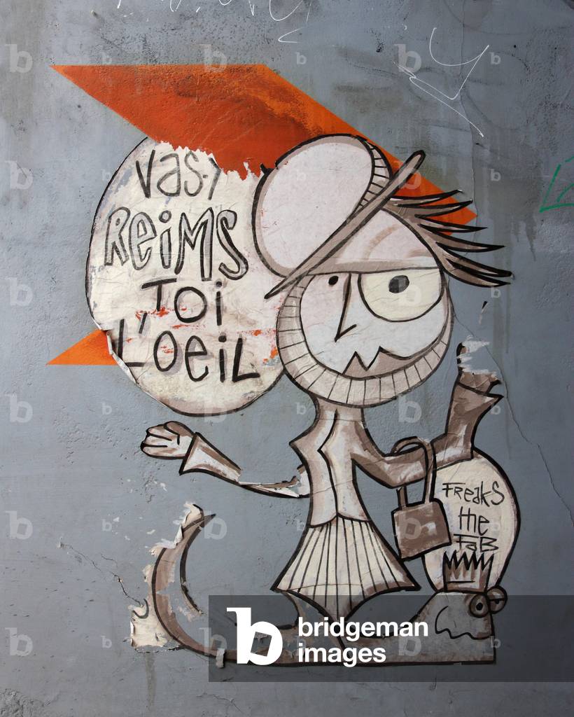 Reims, Street Art, pun with the name of the city, Reims, Marne, Champagne-Ardenne, France, 2019 (photo)