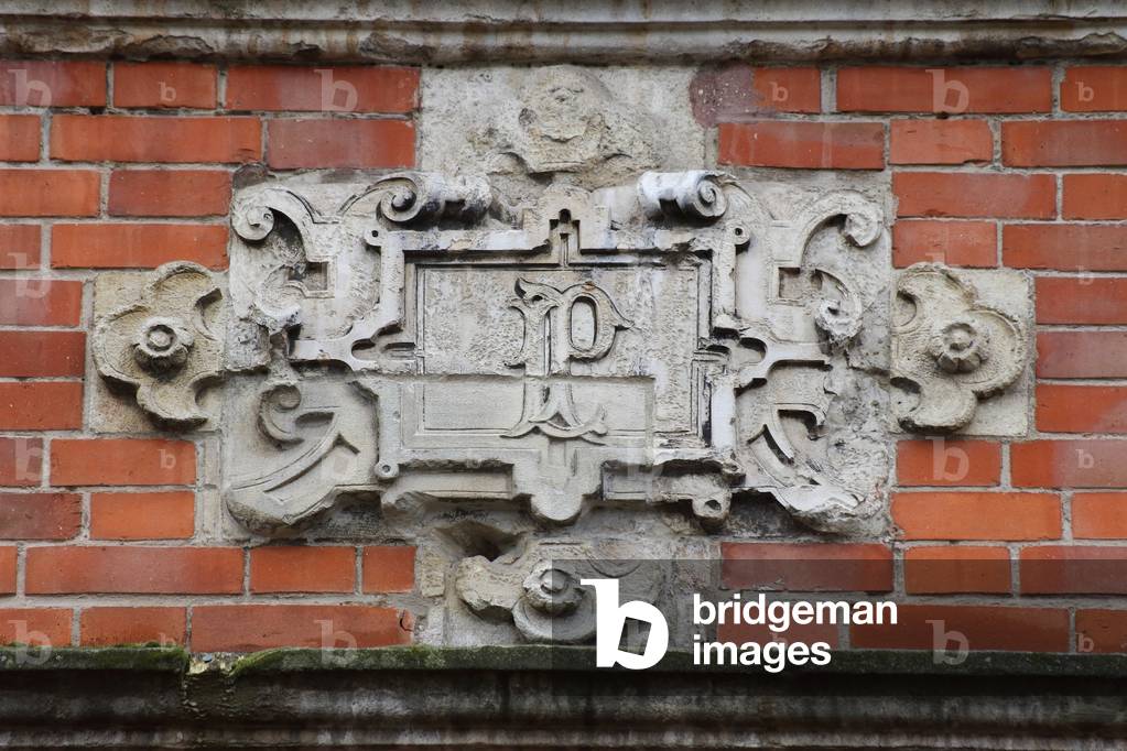 Detail, House of the Singers, Facade of 34 Grand Place, Arras, Pas-de-Calais, France, 2019 (photo)
