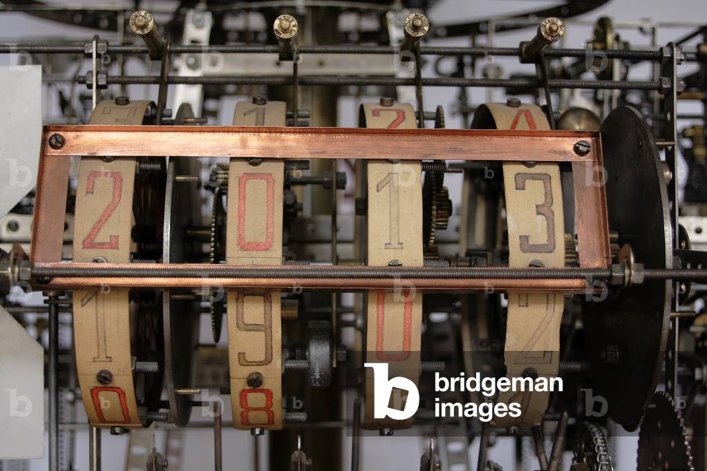 The year counter, Astronomical Clock of Reims, built in pieces of Meccano by the pharmacist Jean Legros (1903-1978), Reims, Champagne-Ardenne, Grand Est, France, 2019 (photo)