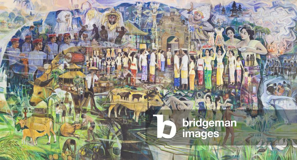 Religious ceremonies in Bali, c.1998 (oil on canvas)