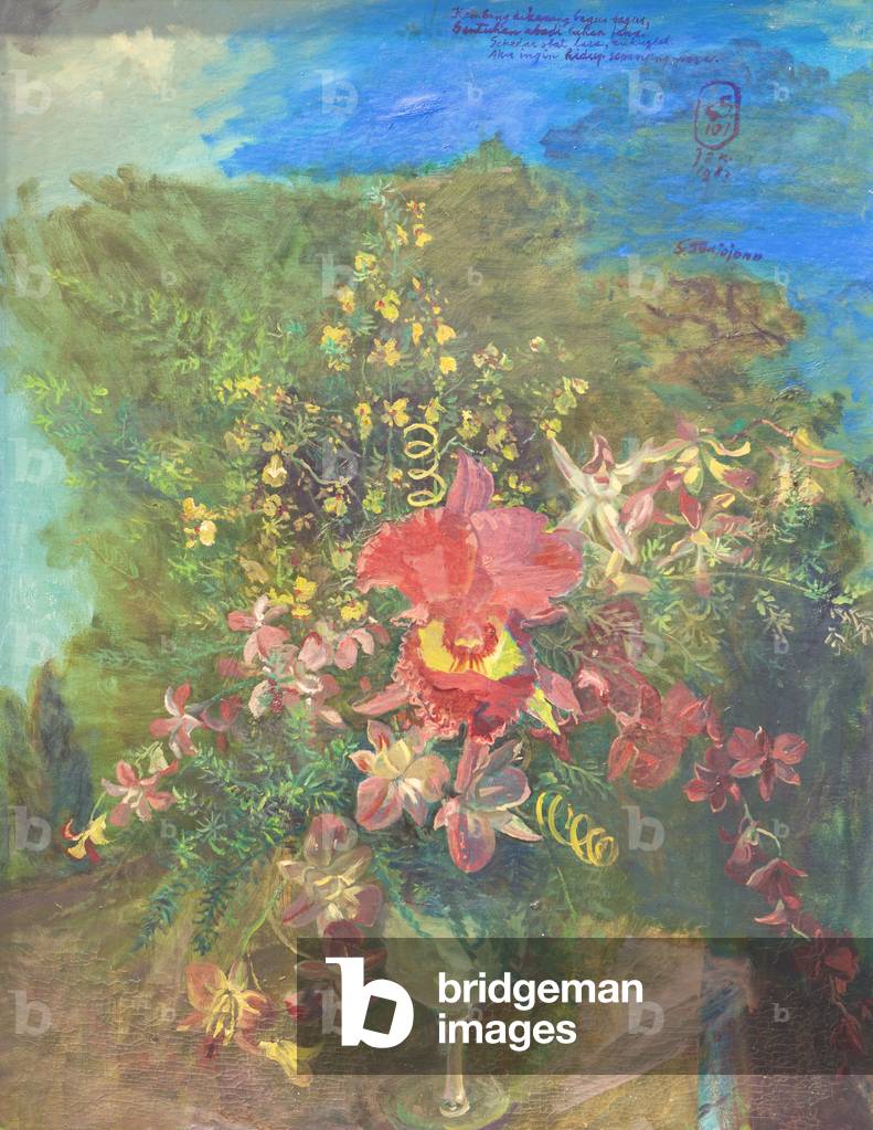 Flowers in a glass, c.1983 (oil on canvas)