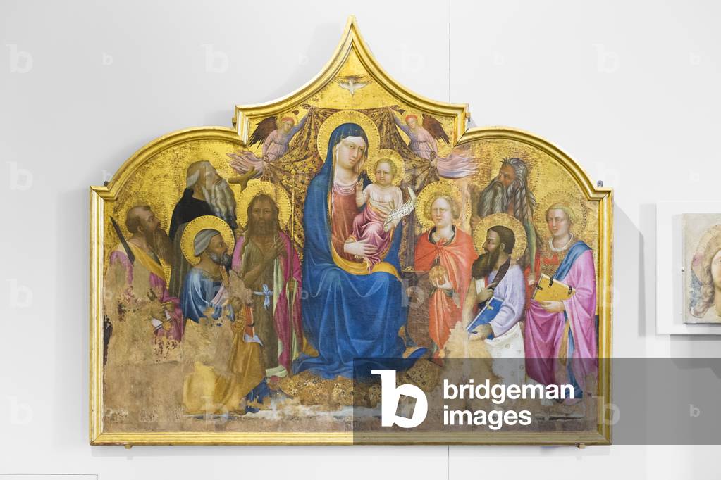 Virgin and child with saint John the Baptist, Peter, Paul, Anthony the abbot, Michael, Bartholomew, Onophrius and Lawrence, 1420-30 (tempera on wood)