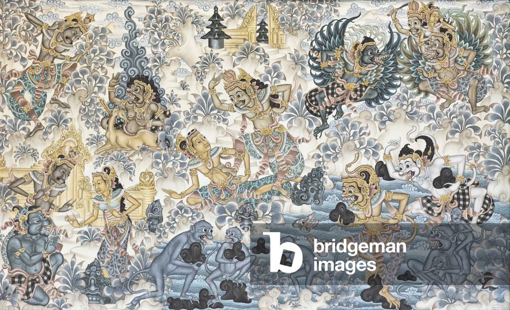 The kidnapping of Sita, c.1975 (acrylic and watercolour on canvas)