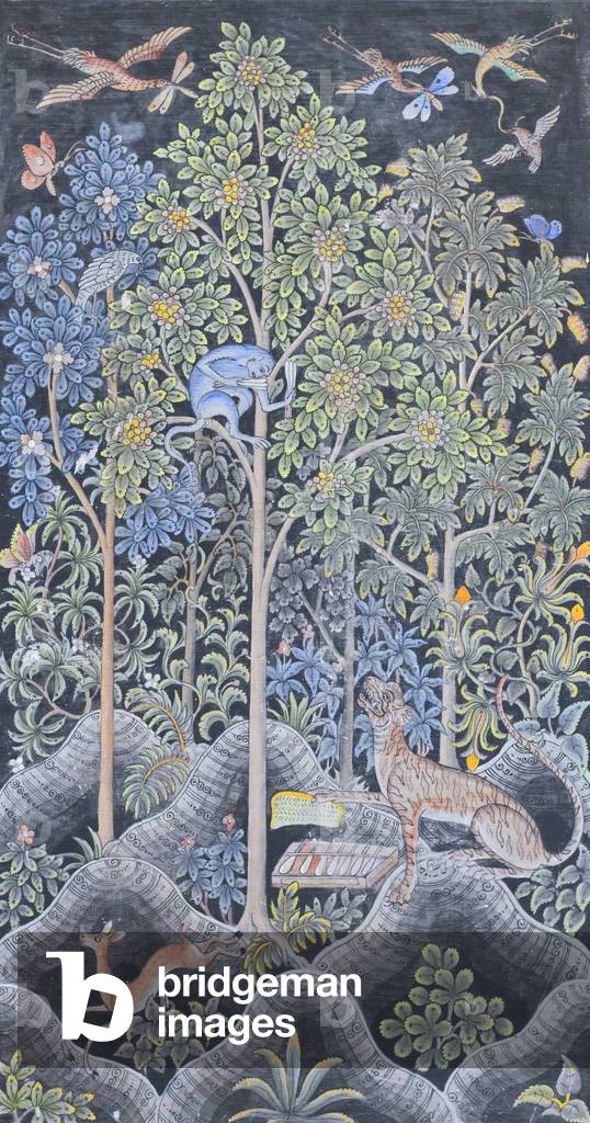 Tiger and monkey (tempera on plywood)