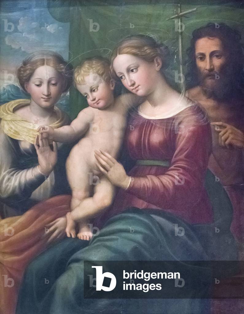 The mystical marriage of st Catherine, 1501-1550 ca, (oil on wood)