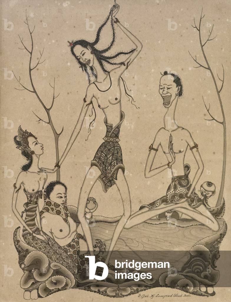 The stupid king is tricked by a monkey, 1956, (paper and chinese ink)