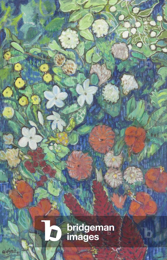Floral cascade, 20th century (oil on canvas)