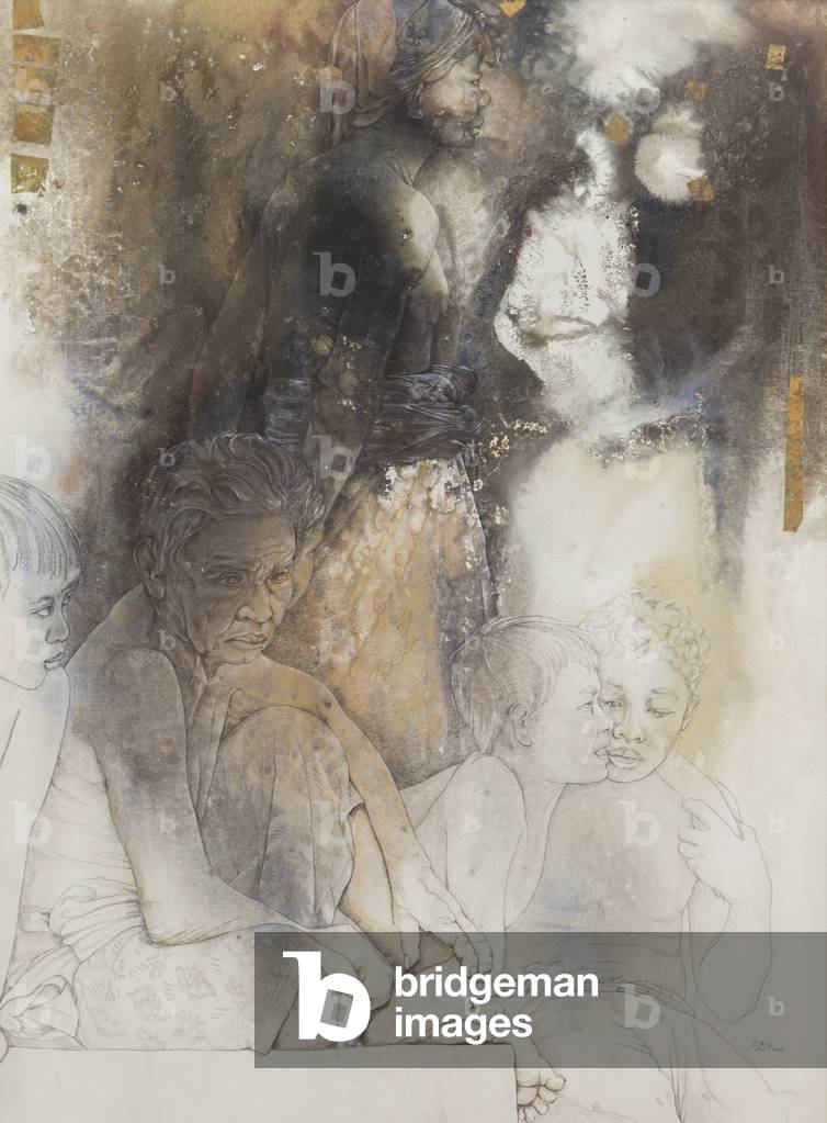Passages VI, 2005 (gouache, mixed media and gold leaf on paper laid on canvas)