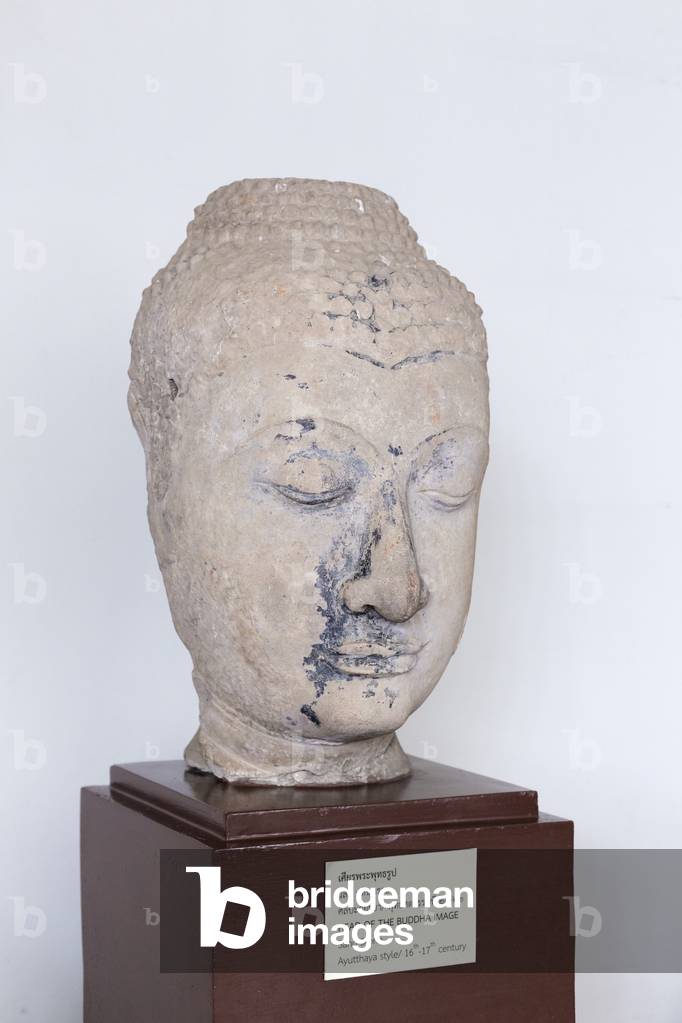 Head of Buddha image, 16th-17th century (sandstone)