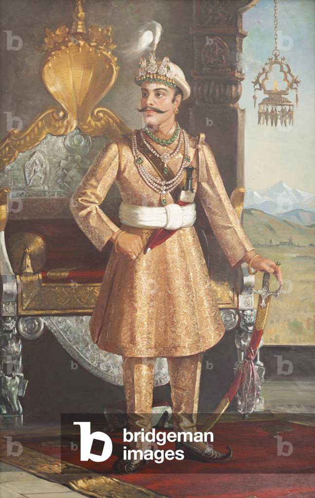Portrait of king Rana Bahadur Shah, the national museum of Nepal, Kathmandu, Nepal