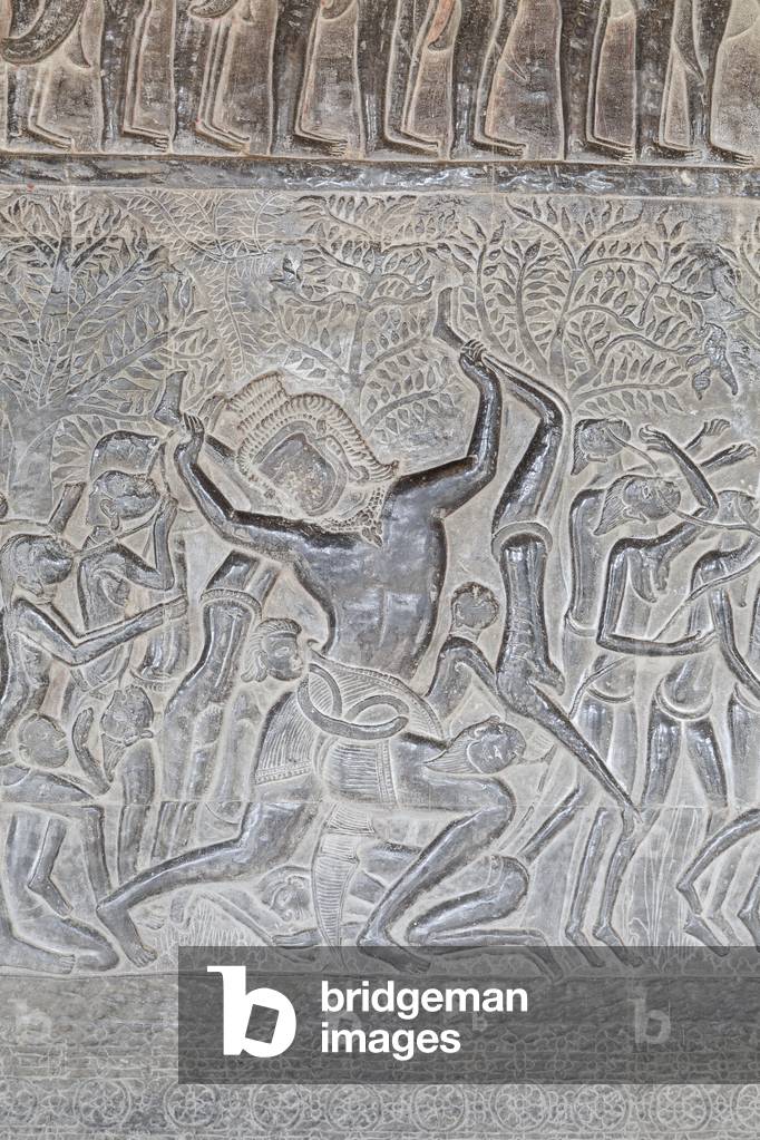Bas reliefs on the southern gallery of Angkor wat, Cambodia
