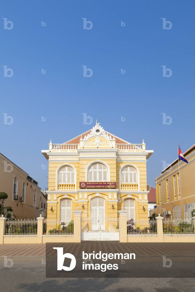 National Bank of Cambodia branch in an old colonial building, Battambang, Cambodia (photo)